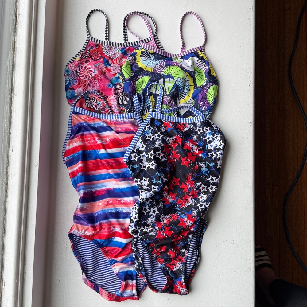 Dolfin Girls' Multi-Color Patterned One-Piece Swimsuits